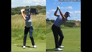 Justin Thomas golf swing  Long Iron faceon amp downtheline July 2017 [upl. by Bayer967]