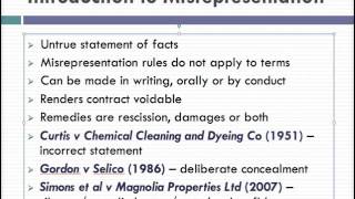 Misrepresentation Lecture 1 of 4 [upl. by Radie957]